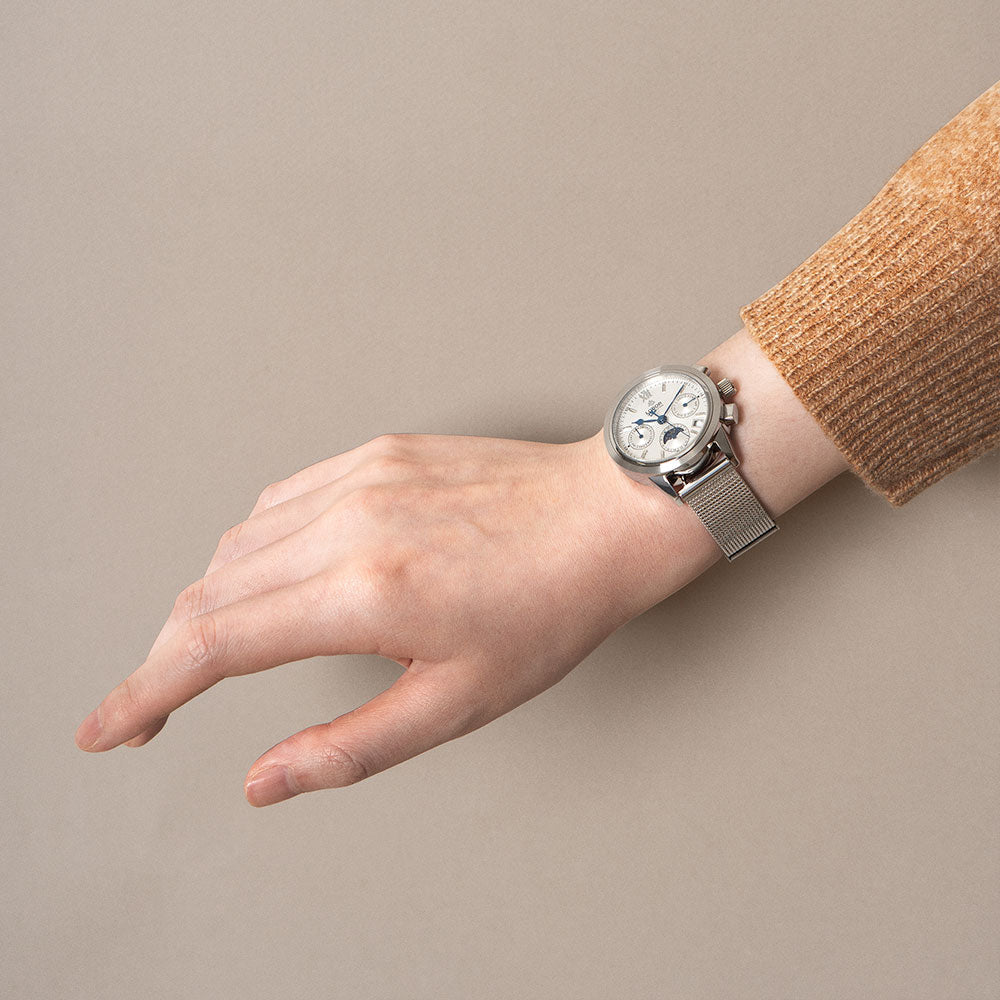 Silver moonphase automatic watches for women