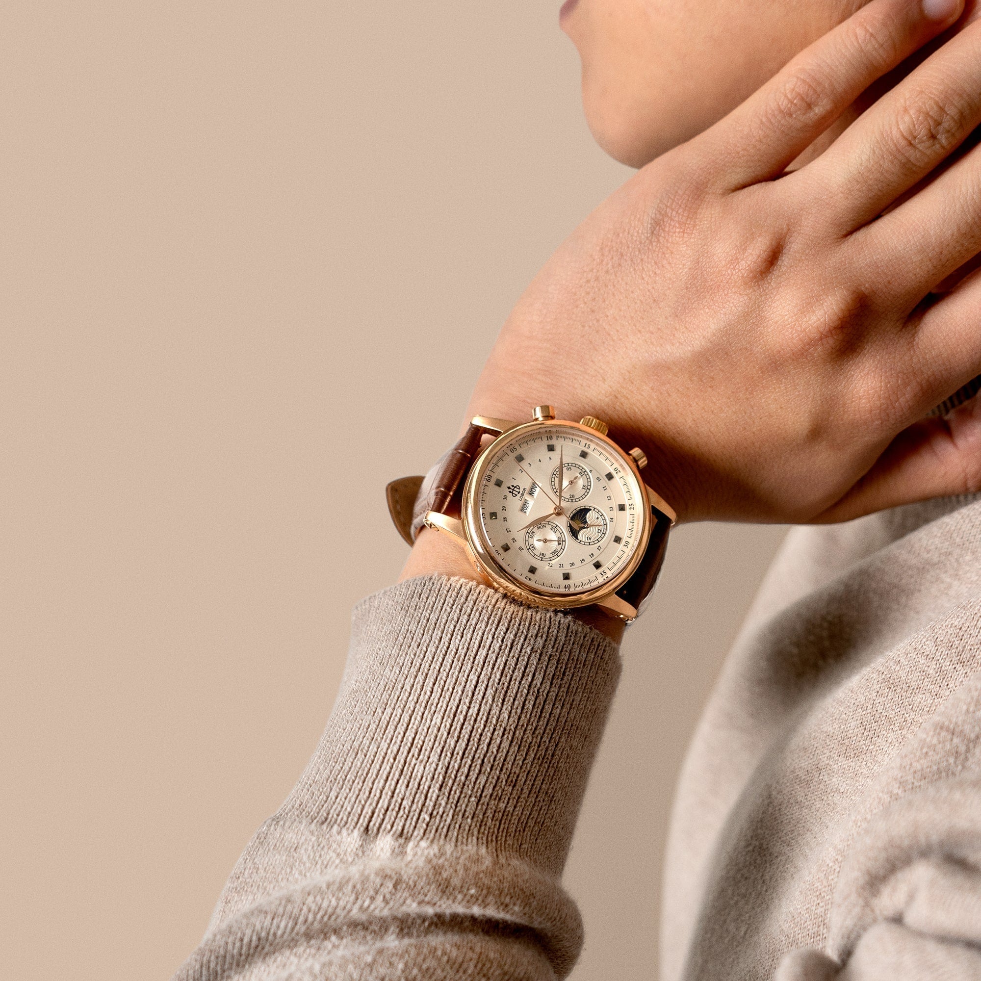 Brown moonphase watch for men