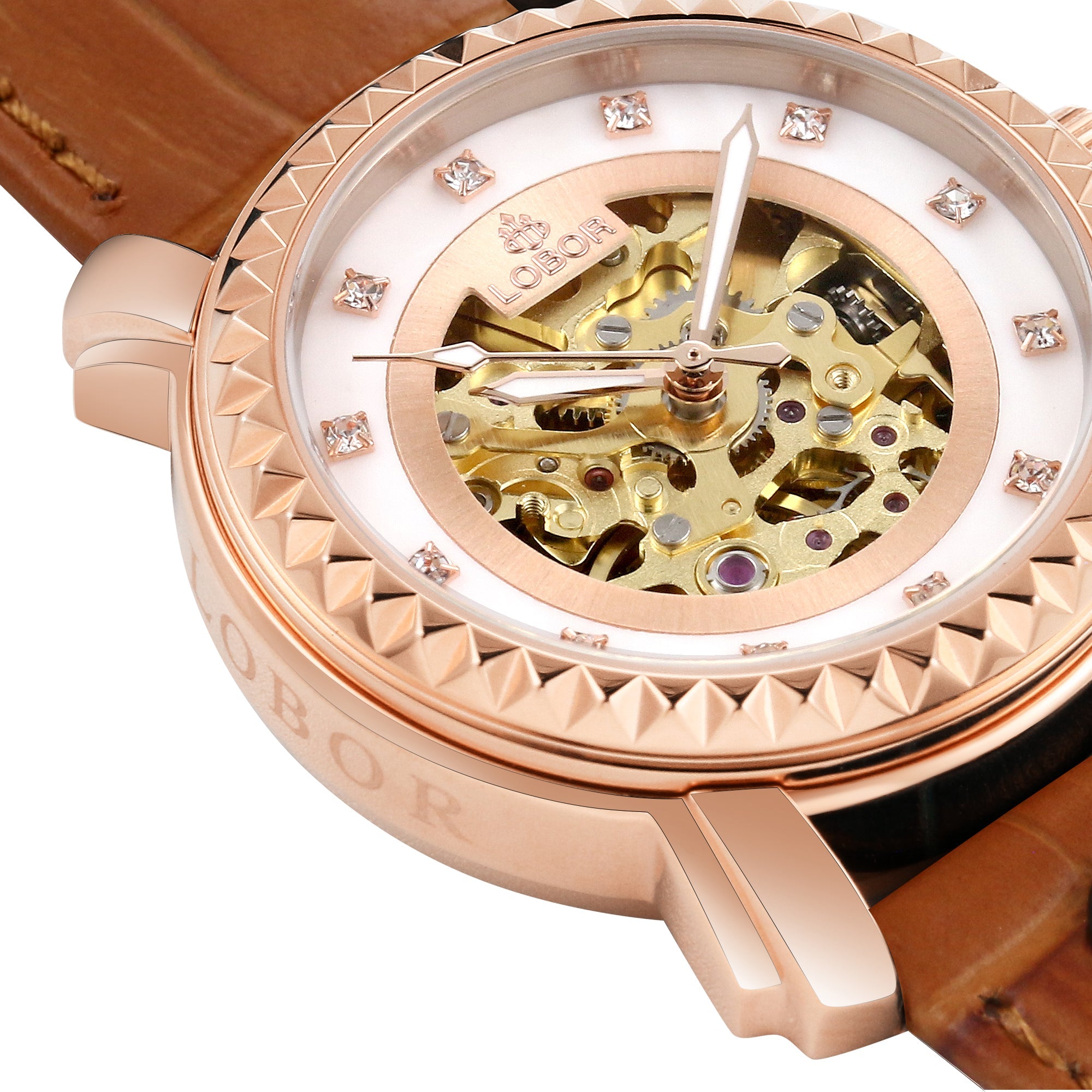 Brown skeleton automatic watches for women