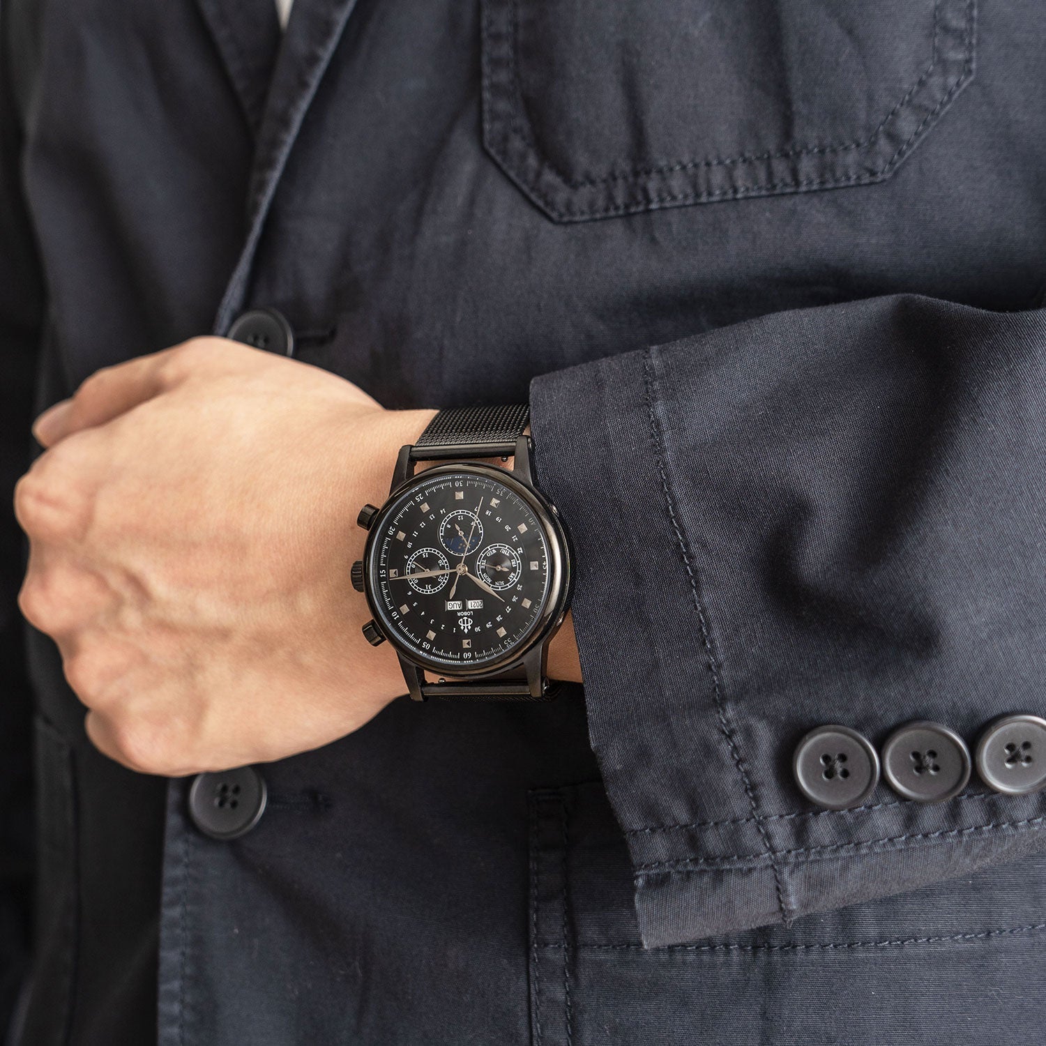 Black moonphase watch for men